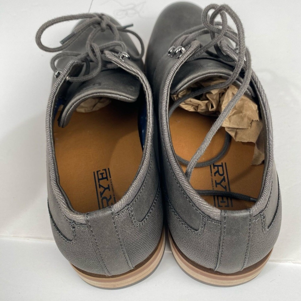 RYE Hawker Men's Dress Shoes Size 10 Formal Oxfords Grey Leather Lace Up Low Toe - Picture 12 of 16